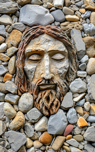 Jesus Cristo confeccionada com pedras