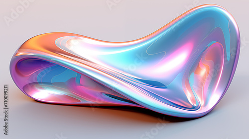 3d Fluid holographic iridescent bubble shape isolated on white abstract liquid amorphous futuristic