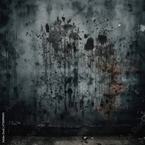 Dark grunge scary wall background with stains in cinematic horror look