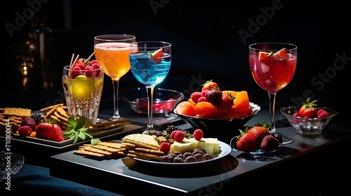 Bright cocktails and snacks on a table for a boyfriend