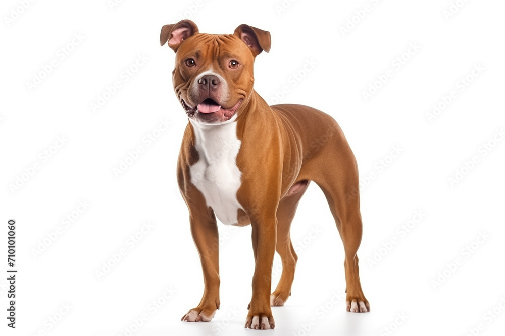 American Staffordshire Terrier dog standing, isolated on white background