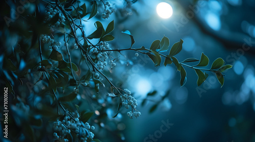Mistletoe. Night in forest.