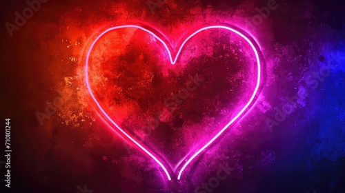 one neon heart is highlighted in hot pink. neon hearts are fixed on the wall with a rough texture.