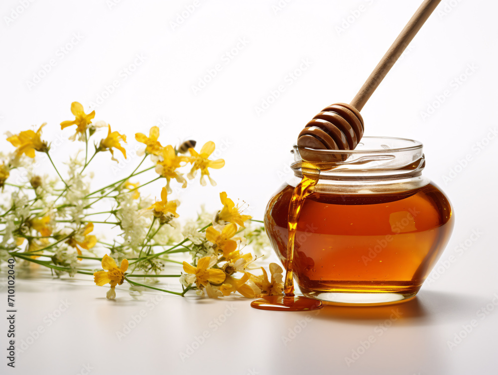 a jar of honey with a stick a jar of honey with a stick
