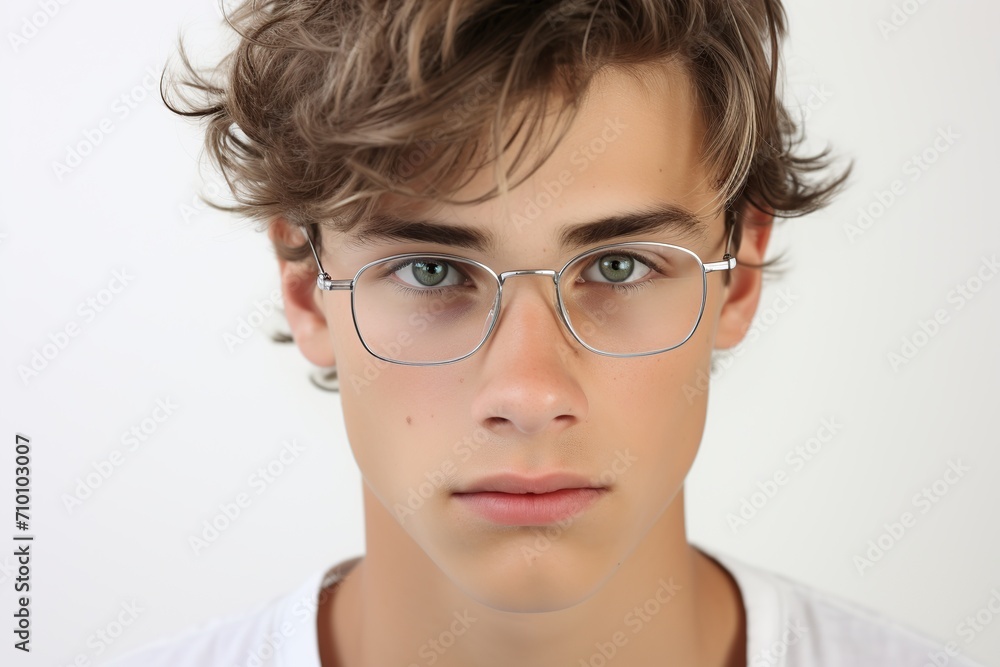 Portrait of young man in eyeglasses on white background Portrait of young man in eyeglasses on white background