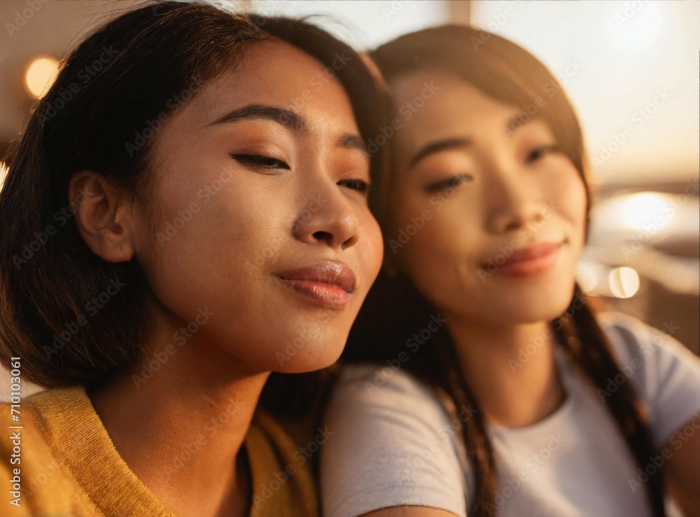 Asian lesbian LGBT couple together Asian lesbian LGBT couple together