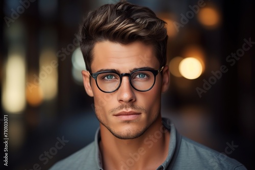 Portrait of young man in eyeglasses