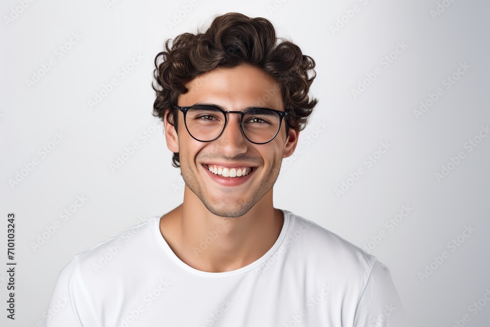 Portrait of young man in eyeglasses on white background Portrait of young man in eyeglasses on white background