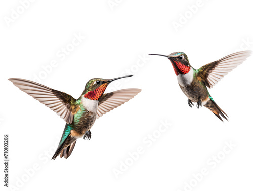a couple of hummingbirds flying