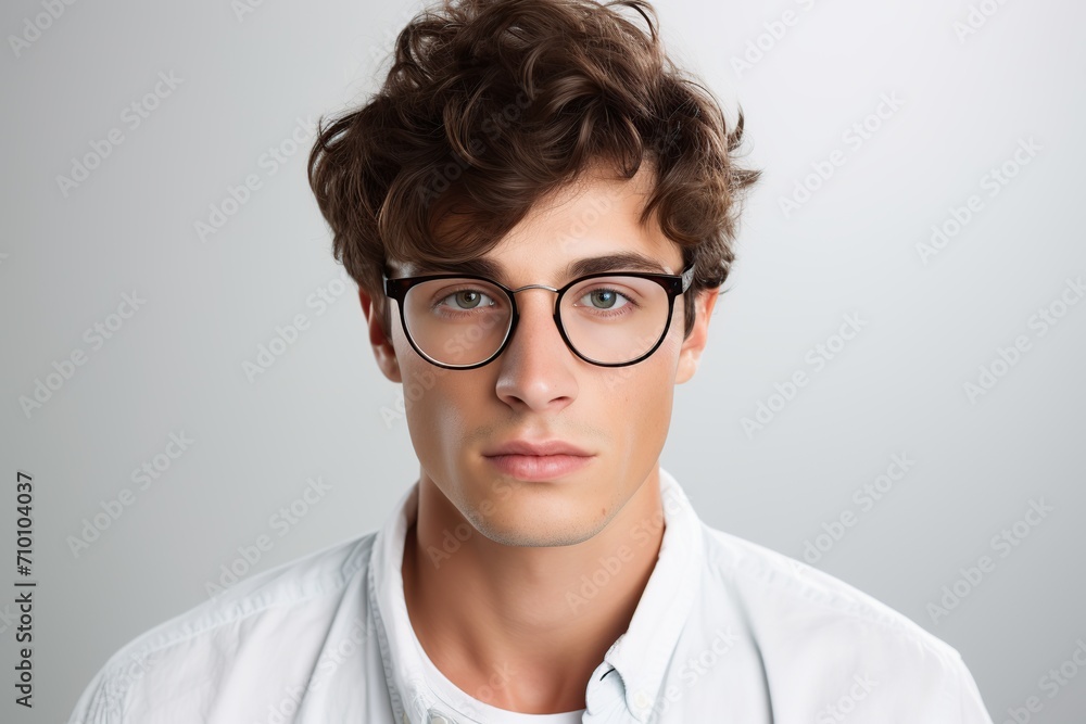 Portrait of young man in eyeglasses on white background Portrait of young man in eyeglasses on white background