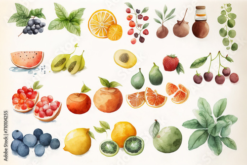 set of vegetables and fruits