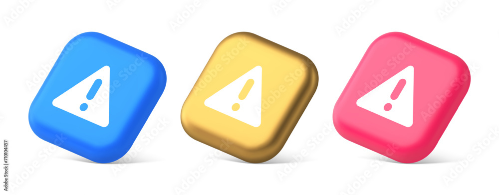 Exclamation point triangle button attention advice mark important information 3d isometric icon Exclamation point triangle button attention advice mark important information 3d isometric icon