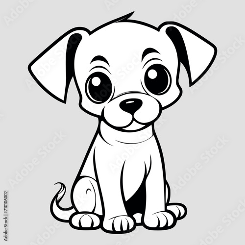 Cute dog vector black and white cartoon character design collection. White background. Pets  Animals.