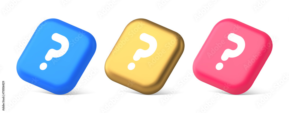Question mark button advise attention answer FAQ point internet info support 3d isometric icon Question mark button advise attention answer FAQ point internet info support 3d isometric icon