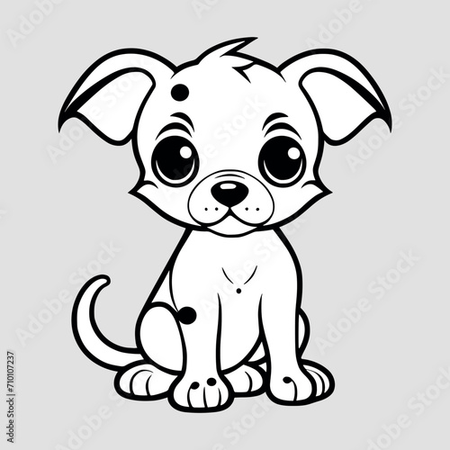 Cute dog vector black and white cartoon character design collection. White background. Pets  Animals.