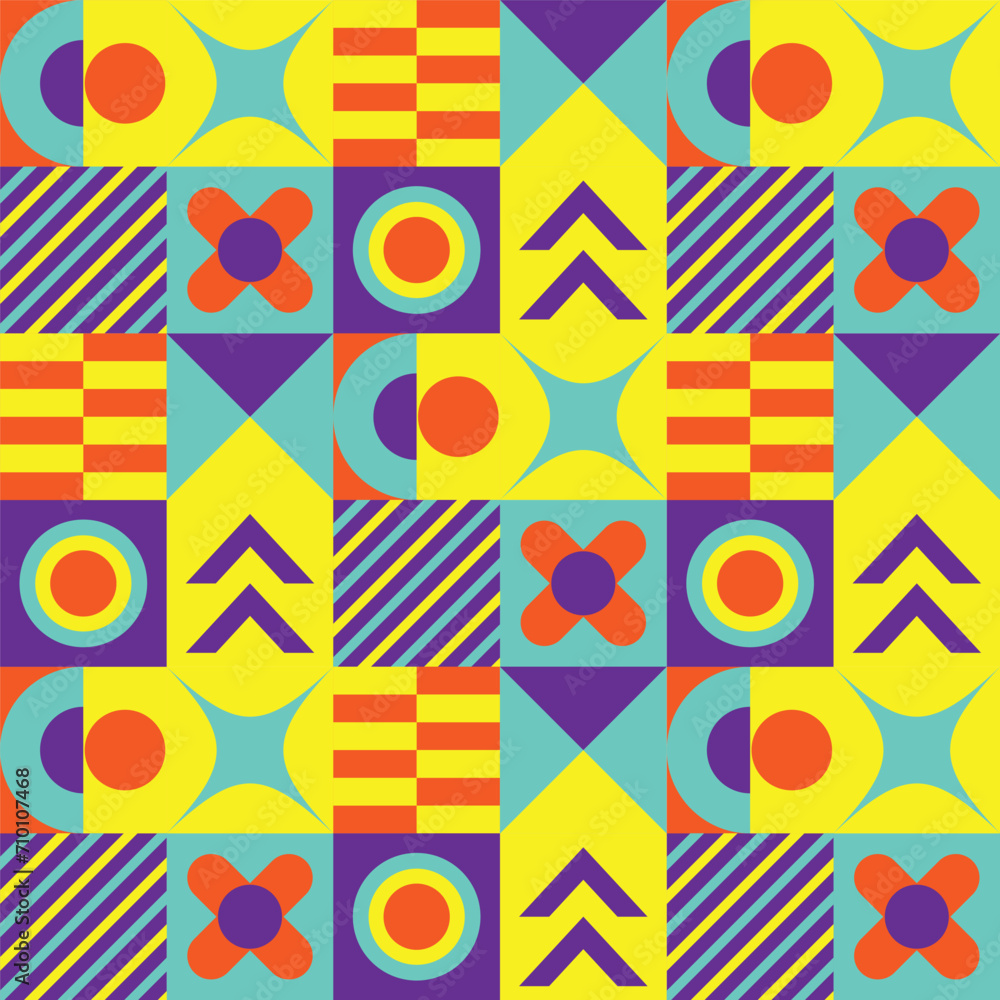 Flat square colorful geometric pattern banner and poster design art Flat square colorful geometric pattern banner and poster design art