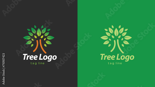 Natural Tree logo design. organics icon design. Bio, Ecology, Organic Logos and Badges, Label. Vegan food diet icon, bio and healthy food with solid background  photo