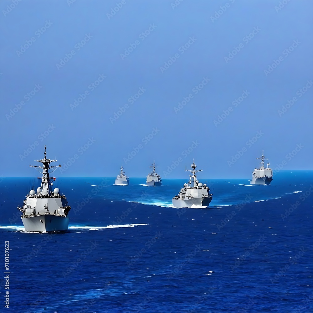 Obraz premium Military ships in the sea