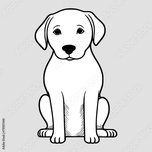 Cute dog vector black and white cartoon character design collection. White background. Pets, Animals.