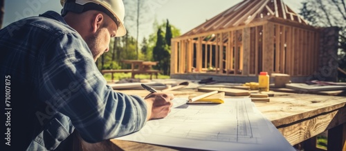 Contractor estimating outdoor home improvements.