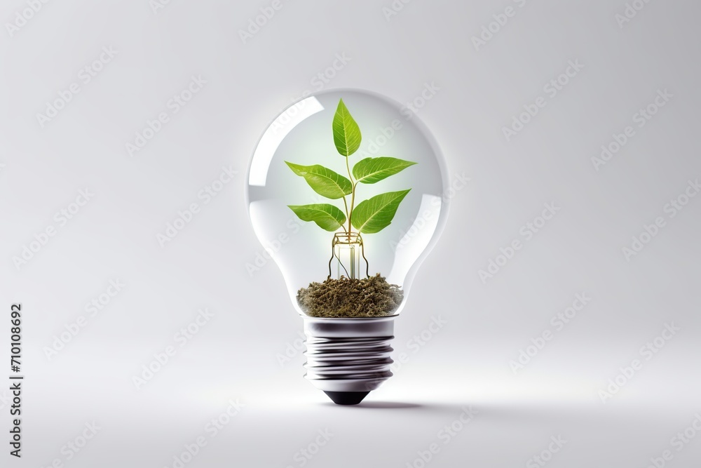 Light bulb with green sprout on white background Light bulb with green sprout on white background