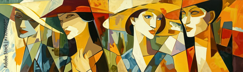 Art nouveau artwork with portrait of women