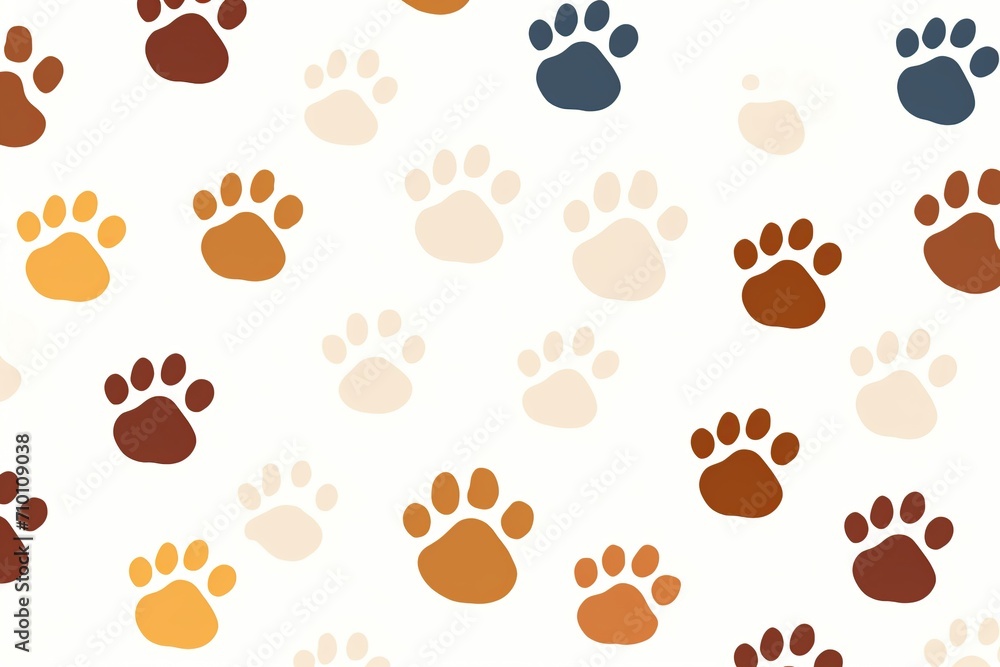 Fototapeta premium Illustration of colorful silhouette of a cat paw prints on white background