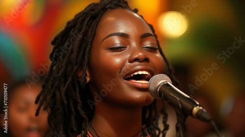 African girl praises god by singing