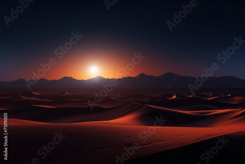 Night in the desert sand dunes photo