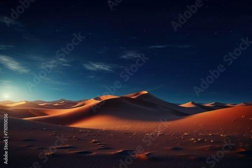 Night in the desert sand dunes photo