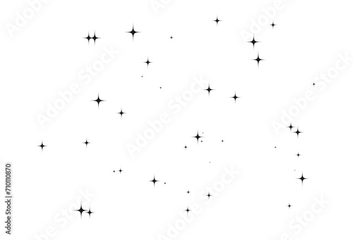 Shooting Star Black. Shooting star with an elegant star trail on a white background. Festive star sprinkles, powder. Vector png.	 photo