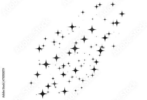 Shooting Star Black. Shooting star with an elegant star trail on a white background. Festive star sprinkles  powder. Vector png. 