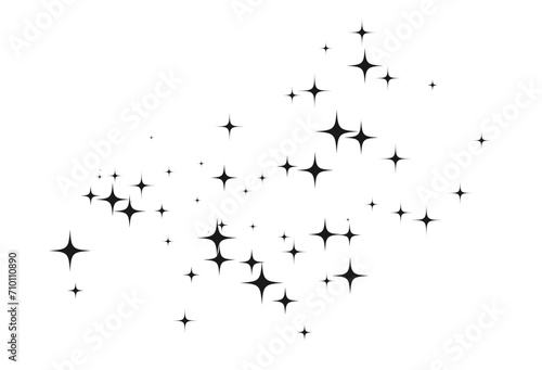 Shooting Star Black. Shooting star with an elegant star trail on a white background. Festive star sprinkles, powder. Vector png. 