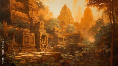 An ancient temple complex in Angkor Wat, Cambodia photo