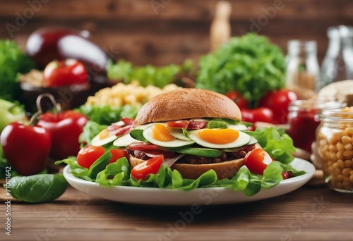 Background of healthy sandwich with vegetables Healthy food diet and healthy life concept