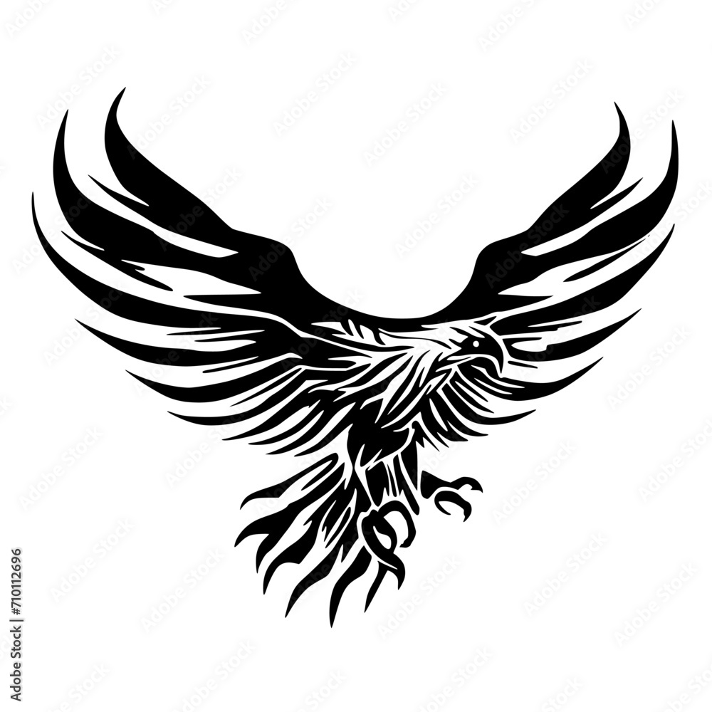 Fototapeta premium Hand-drawn vector design of an eagle in mid-flight, ideal for digital or print use.