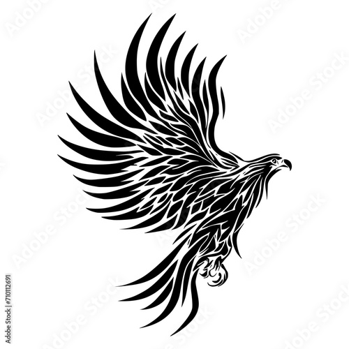 Hand-drawn vector design of an eagle in mid-flight, ideal for digital or print use.