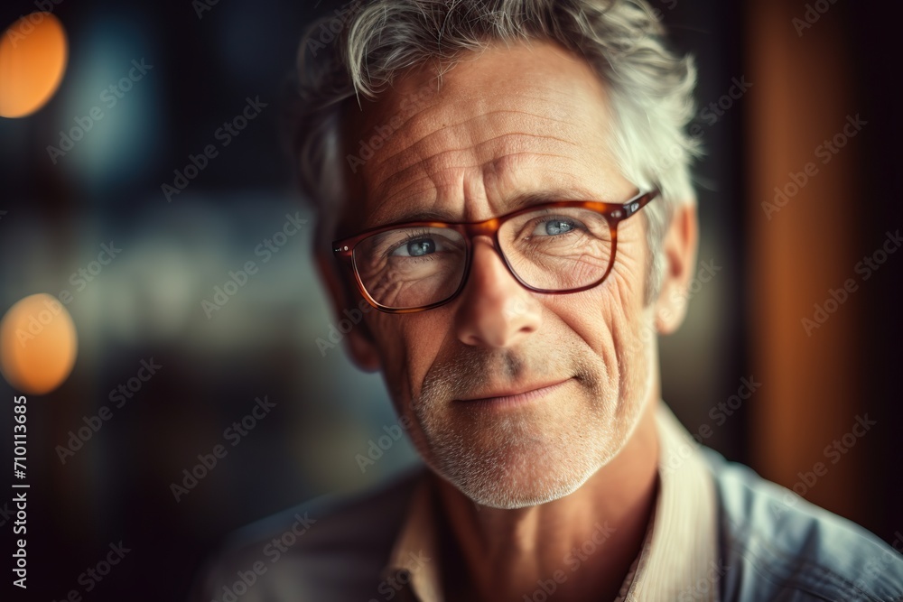 Beautiful mature man wearing eyeglasses