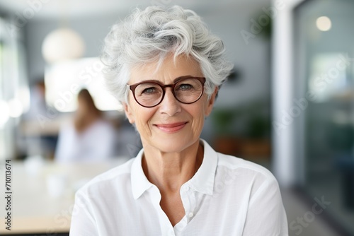 Beautiful senior woman wearing eyeglasses