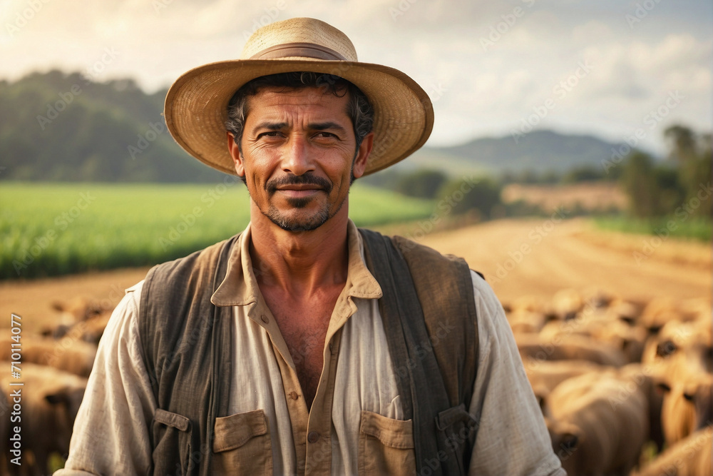 Brazilian male farmer in rural area