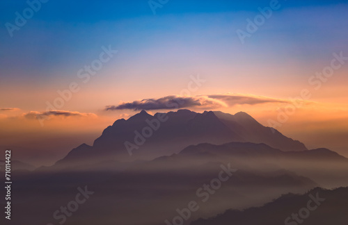 Landscape a scenic view of Doi Luang Chiang Dao, Chiang Mai, Thailand, in the early morning with a sea of mist.