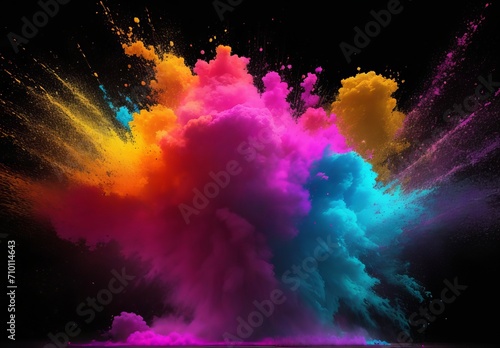 abstract multicolored powder splatted on white background,Freeze motion of color powder exploding 