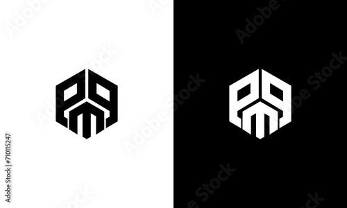 initials pmp hexagon logo design vector