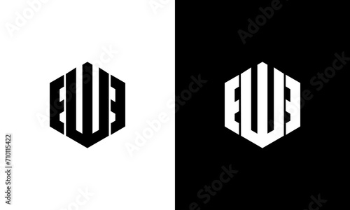 initials ew hexagon logo design vector
