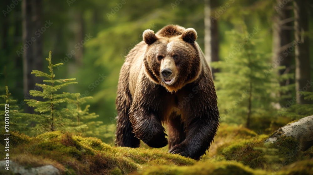 Portrait of a Brown bear in the forest