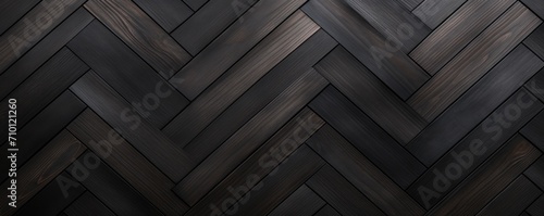 Ebony oak wooden floor background. Herringbone pattern parquet backdrop photo