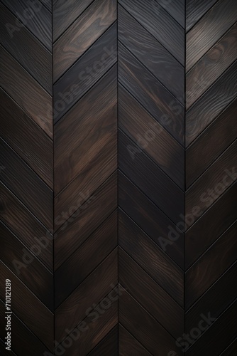 Ebony oak wooden floor background. Herringbone pattern parquet backdrop
