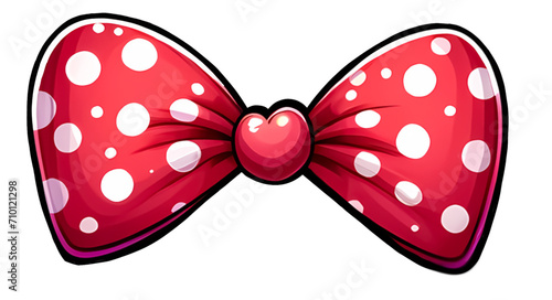 Red bow with white polka dots with a red heart in the centre, ideal for Valentine's Day, love message - wedding - card, postcard, sublimation print and scrapbooking photo