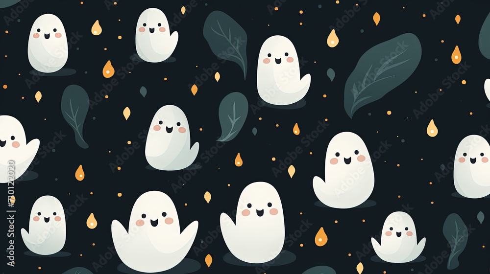 cute ghosts on a dark background