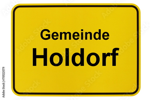 Illustration eines Ortsschildes der Gemeinde Holdorf in Mecklenburg-Vorpommern